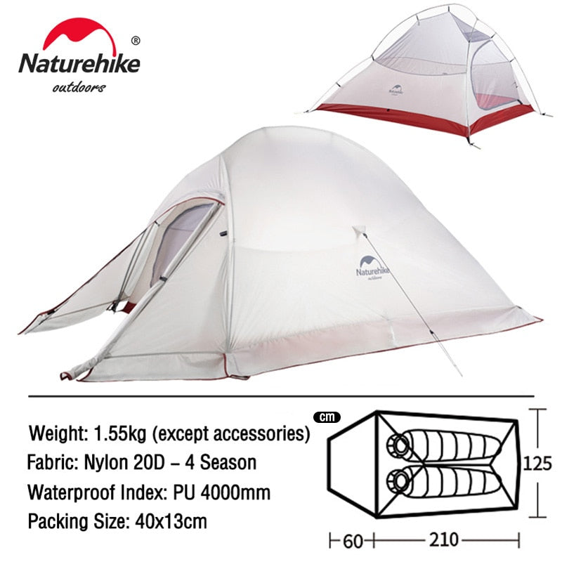 Naturehike Cloud Up 1 2 3 People Tent Ultralight 20D Camping Tent Waterproof Outdoor Hiking Travel Tent Backpacking Cycling Tent