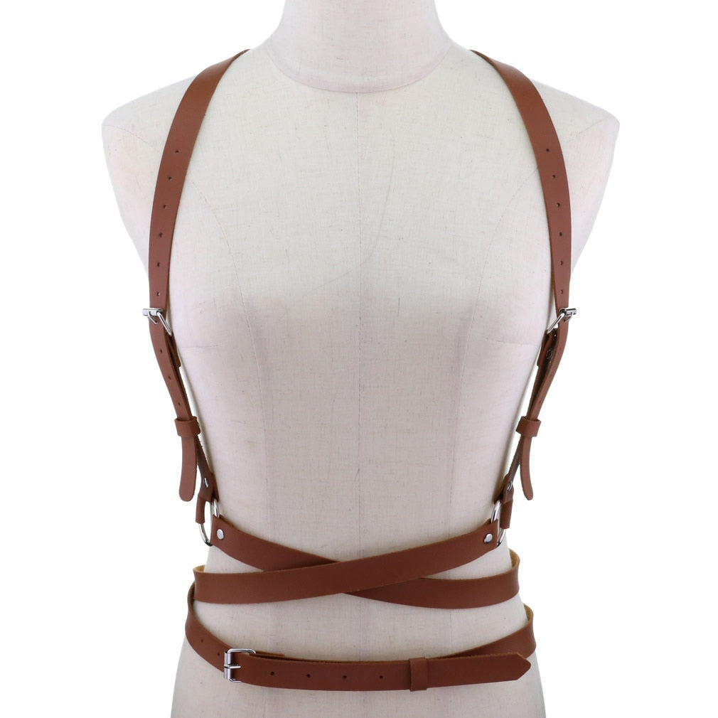 European and American  PU Corset Waist Belt Chest Strap Strap Personality Trend Body Harness Strap Sexy Sling Punk Gothic Belt