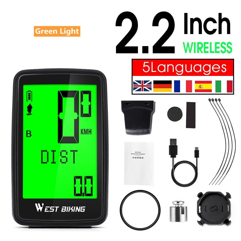 WEST BIKING Bicycle Cycling Computer Wireless Wired Waterproof digital Bike Speedometer Odometer with Backlight Bike Stopwatch