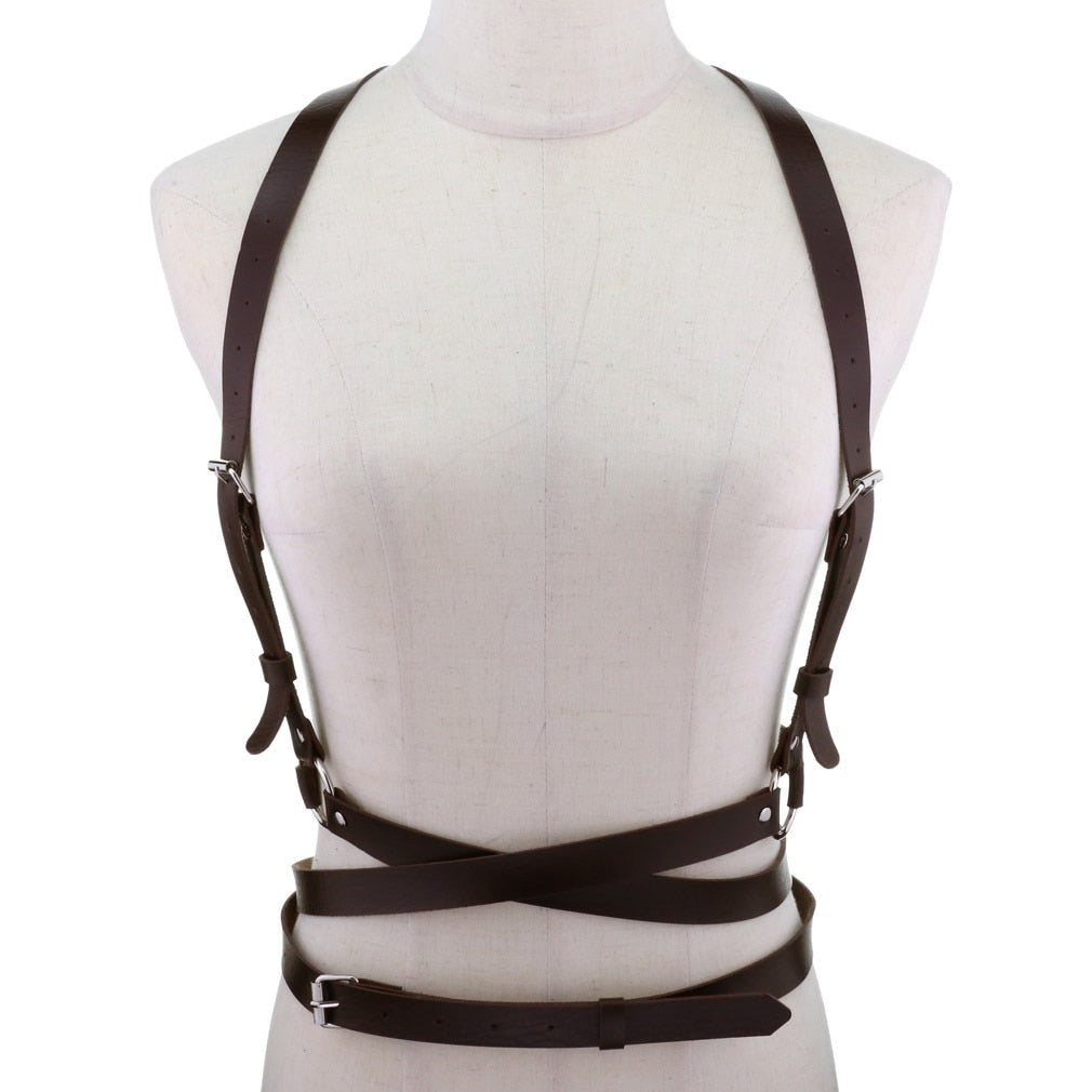 European and American  PU Corset Waist Belt Chest Strap Strap Personality Trend Body Harness Strap Sexy Sling Punk Gothic Belt