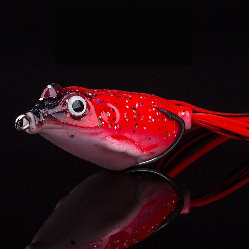 1 Pcs 5G 8G 13G 15G Frog Lure Soft Tube Bait Plastic Fishing Lure with Fishing Hooks Topwater Ray Frog Artificial 3D Eyes