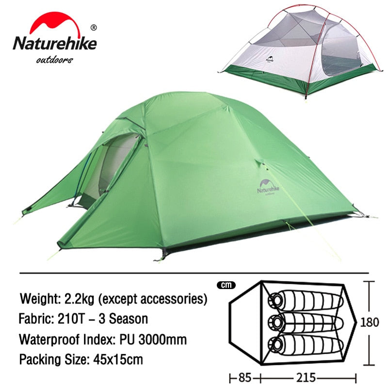 Naturehike Cloud Up 1 2 3 People Tent Ultralight 20D Camping Tent Waterproof Outdoor Hiking Travel Tent Backpacking Cycling Tent