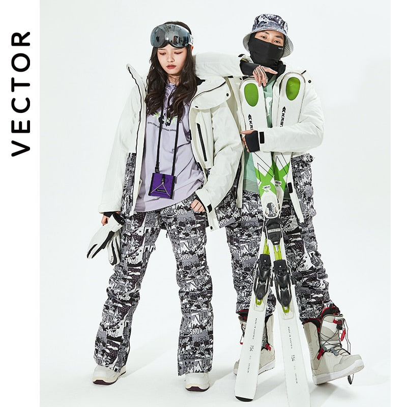 VECTOR  Men Women Ski Jacket Ski Pants Winter Warm Windproof Waterproof Outdoor Sports Snowboard Ski Coat Trousers