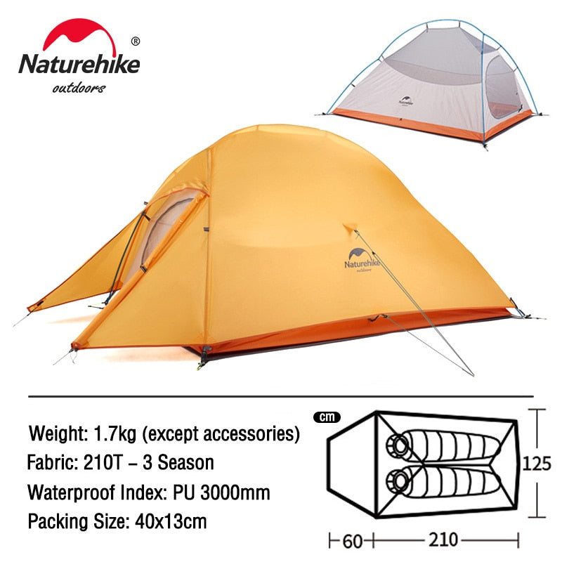 Naturehike Cloud Up 1 2 3 People Tent Ultralight 20D Camping Tent Waterproof Outdoor Hiking Travel Tent Backpacking Cycling Tent