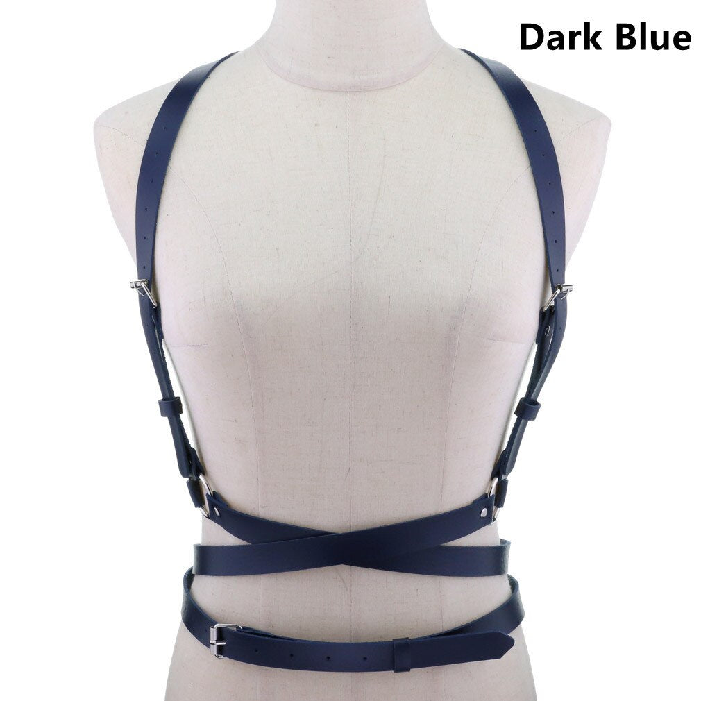 European and American  PU Corset Waist Belt Chest Strap Strap Personality Trend Body Harness Strap Sexy Sling Punk Gothic Belt