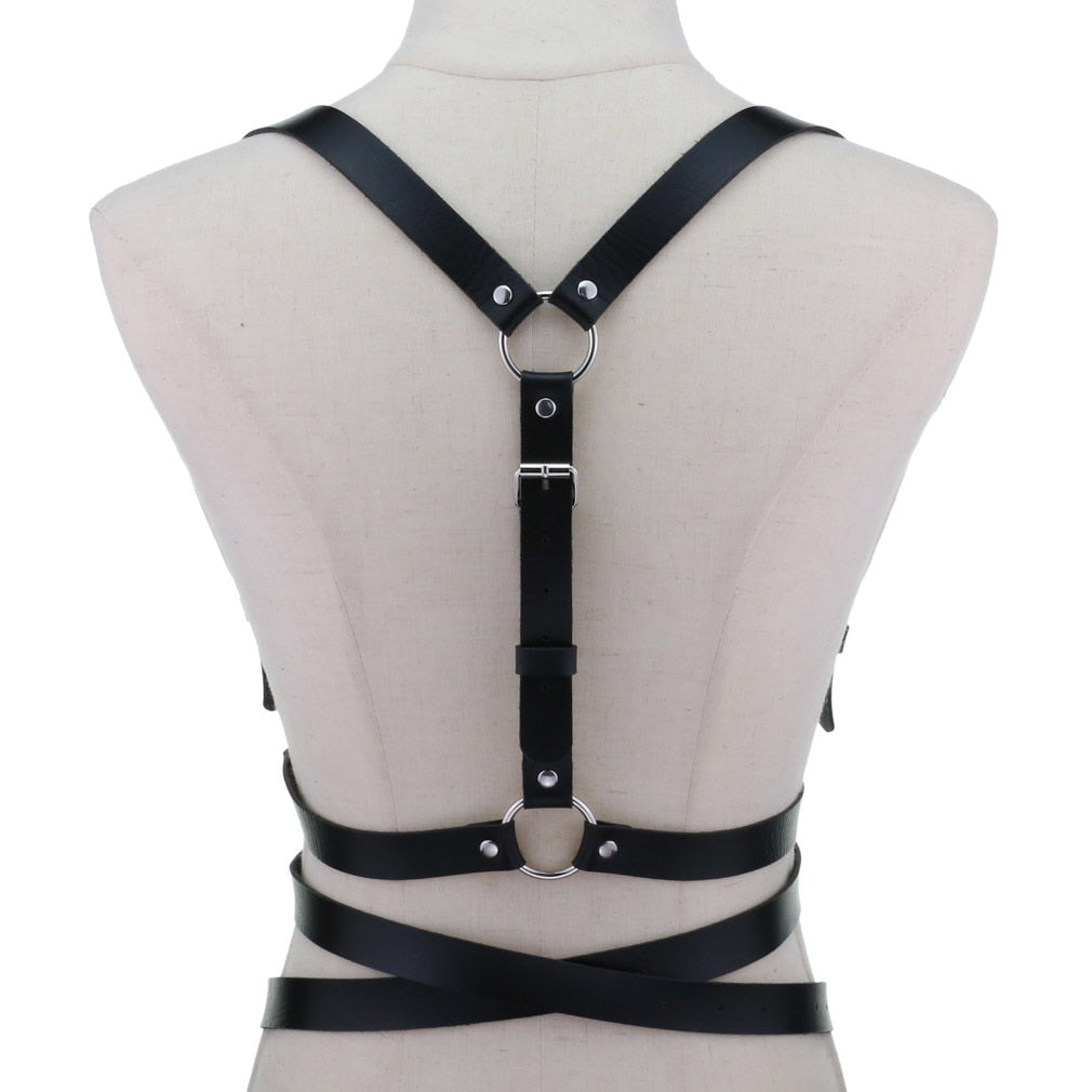 European and American  PU Corset Waist Belt Chest Strap Strap Personality Trend Body Harness Strap Sexy Sling Punk Gothic Belt