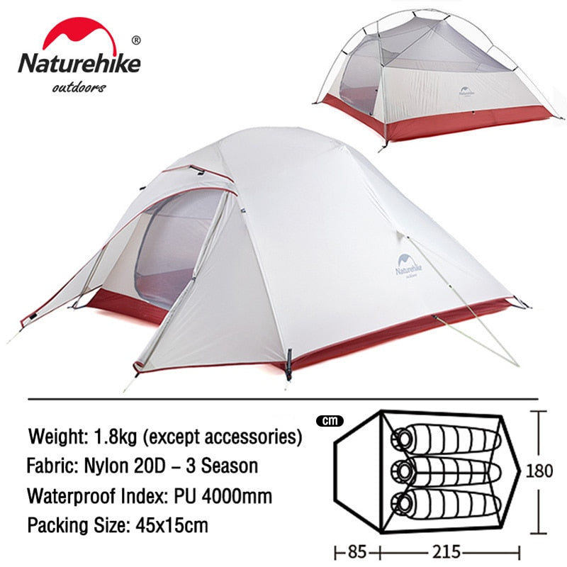 Naturehike Cloud Up 1 2 3 People Tent Ultralight 20D Camping Tent Waterproof Outdoor Hiking Travel Tent Backpacking Cycling Tent