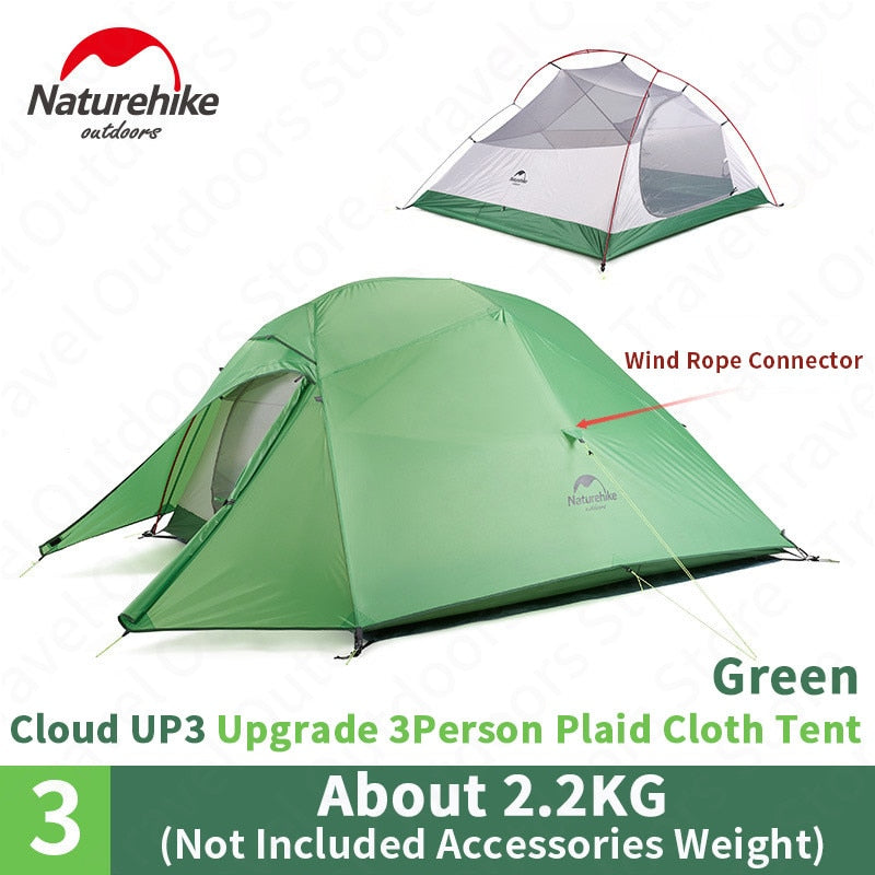 Naturehike Cloud Up Outdoor Camping Tent Ultralight 1 2 3 man 20D Silica Gel Single Double Persons Tent Hiking With Free Mat