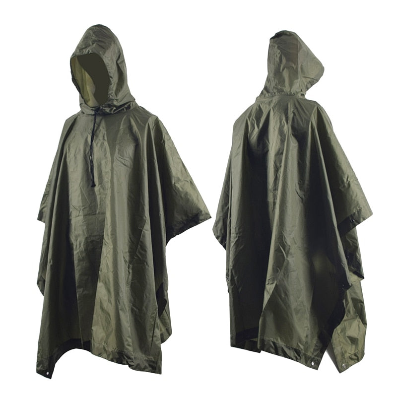 Outdoor Hooded Breathable Rainwear Camo Poncho Army Tactical Raincoat Camping Hiking Hunting Birdwatching Suit Travel Rain Gears