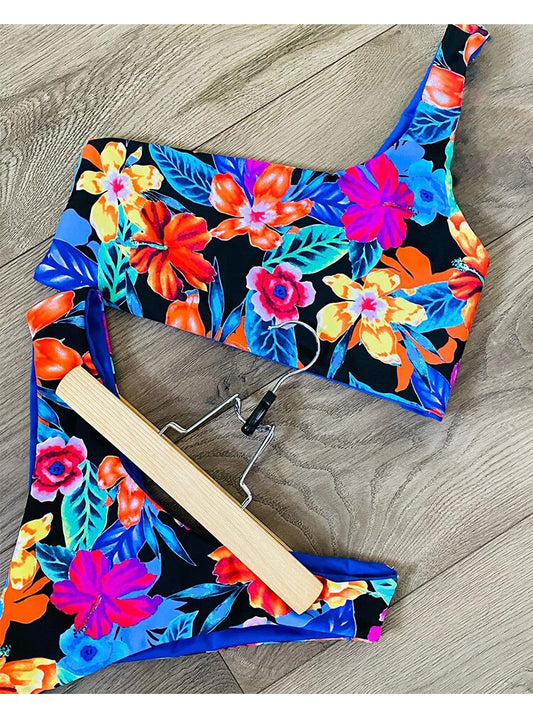 2022 Bikini Set Women Swimwear Push Up Swimsuit Top Solid Bottom Print Brazilian Biquini Bathing Suit Swim Wear Beach