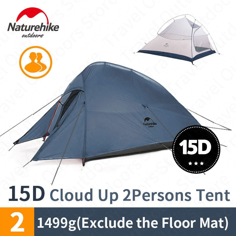 Naturehike Cloud Up Outdoor Camping Tent Ultralight 1 2 3 man 20D Silica Gel Single Double Persons Tent Hiking With Free Mat