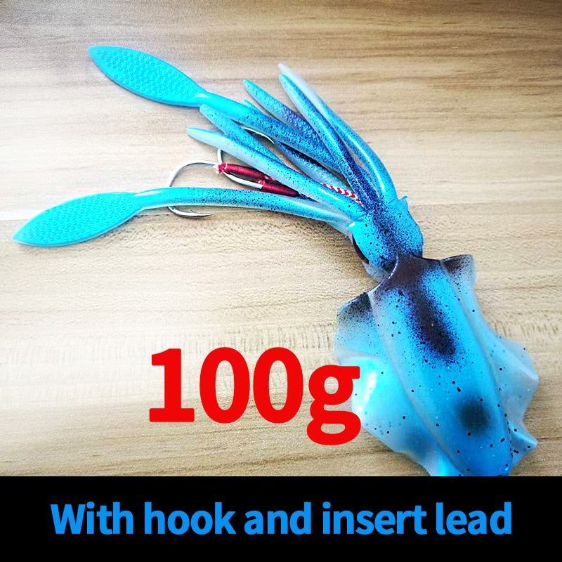 SUNMILE Fishing Soft Squid Lure 20g/60g/80g/100g/120g/150g Luminous/UV Squid Jig Fishing Lures For Sea Fishing Wobbler Bait