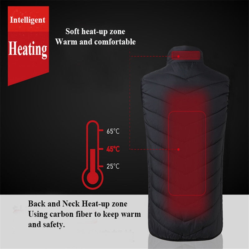 13/11 Areas Heated Vest Men Jacket Heated Winter Womens Electric Usb Heater Tactical Jacket Man Thermal Vest Body Warmer Coat6XL