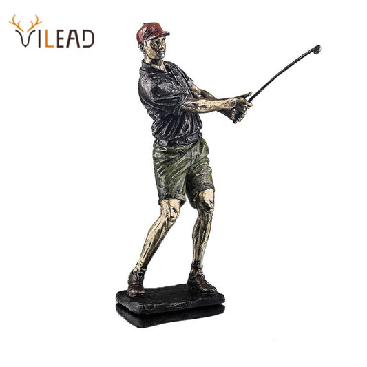 Vilead Retro Golf Statue Resin Vintage Golfer Figurines Home Office Living Room Decoration Souvnir Sport New Year Gifts Crafts