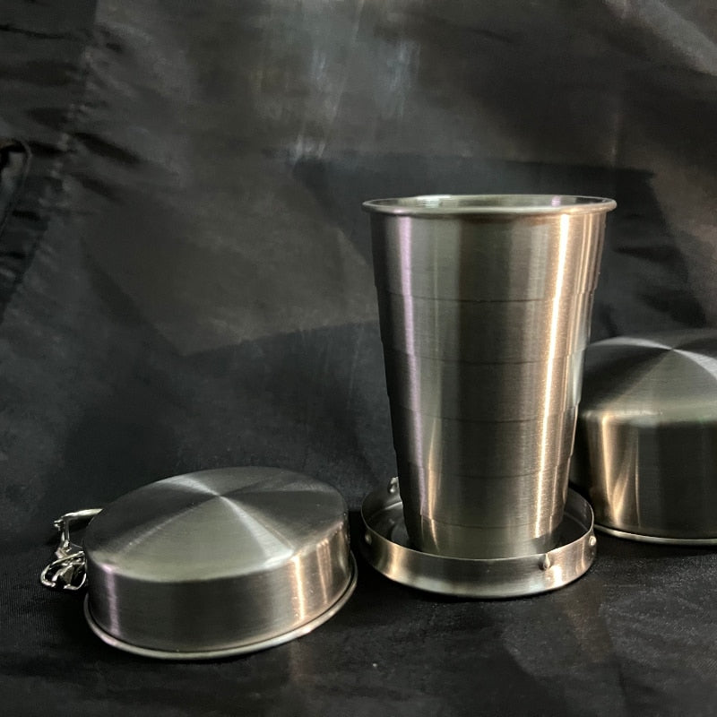 Portable Stainless Steel Foldable Cup 75ml/150ml/250ml Outdoor Travel Collapsible Coffee Mug Telescopic  Hiking Camping Water