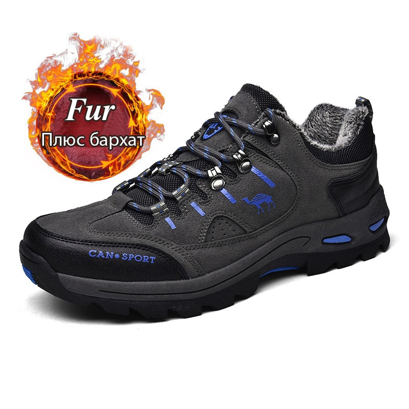 High Quality Waterproof Men Leather Sneakers Outdoor Man Hiking Boots Work Shoes Slip Casual Shoes Flat Walking Shoes Plus Size