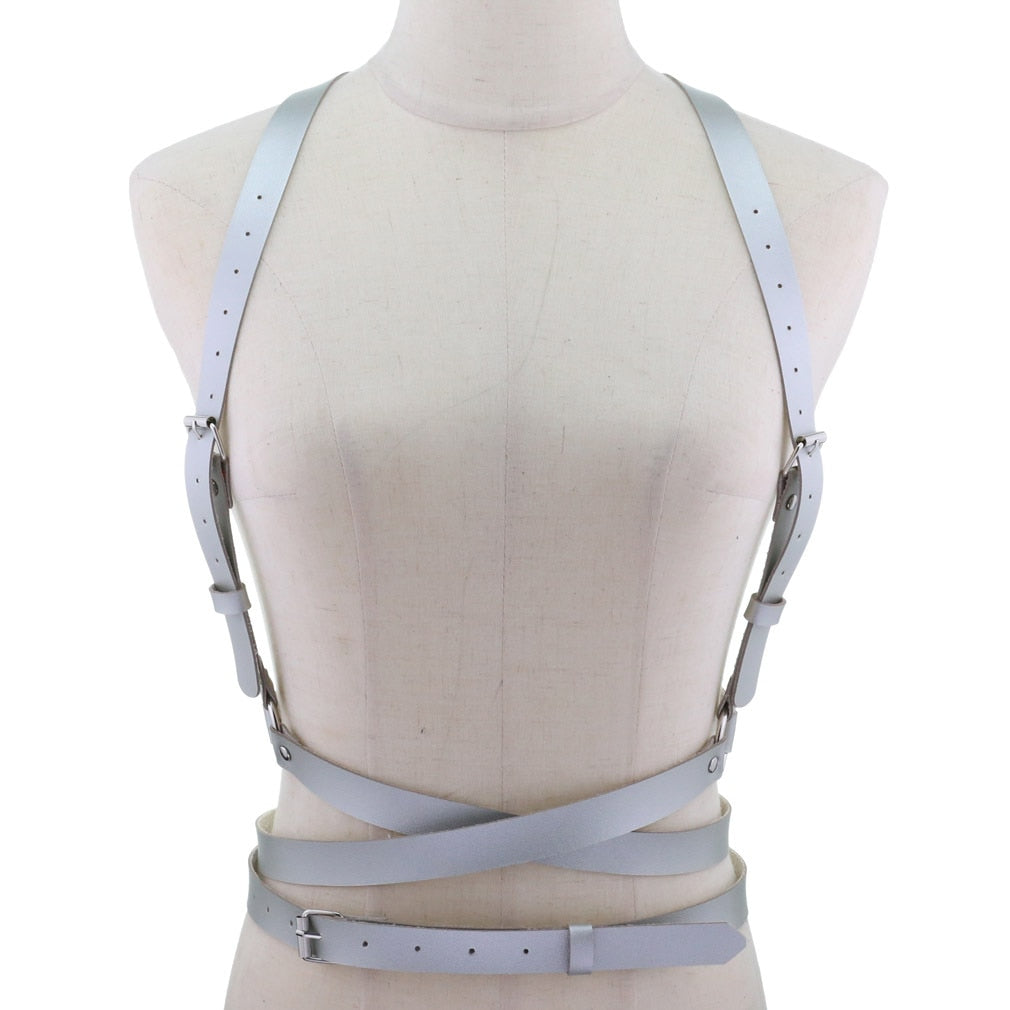 European and American  PU Corset Waist Belt Chest Strap Strap Personality Trend Body Harness Strap Sexy Sling Punk Gothic Belt