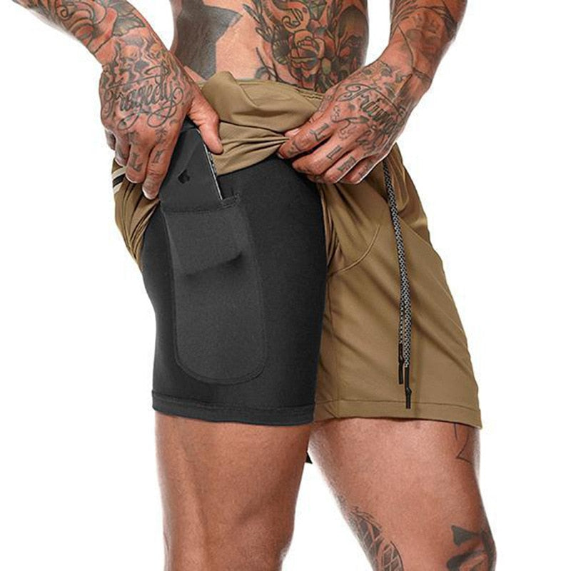 2022 Sport Shorts Men Sportswear Double-deck Running Shorts 2 In 1 Beach Bottoms Summer Gym Fitness Training Jogging Short Pants