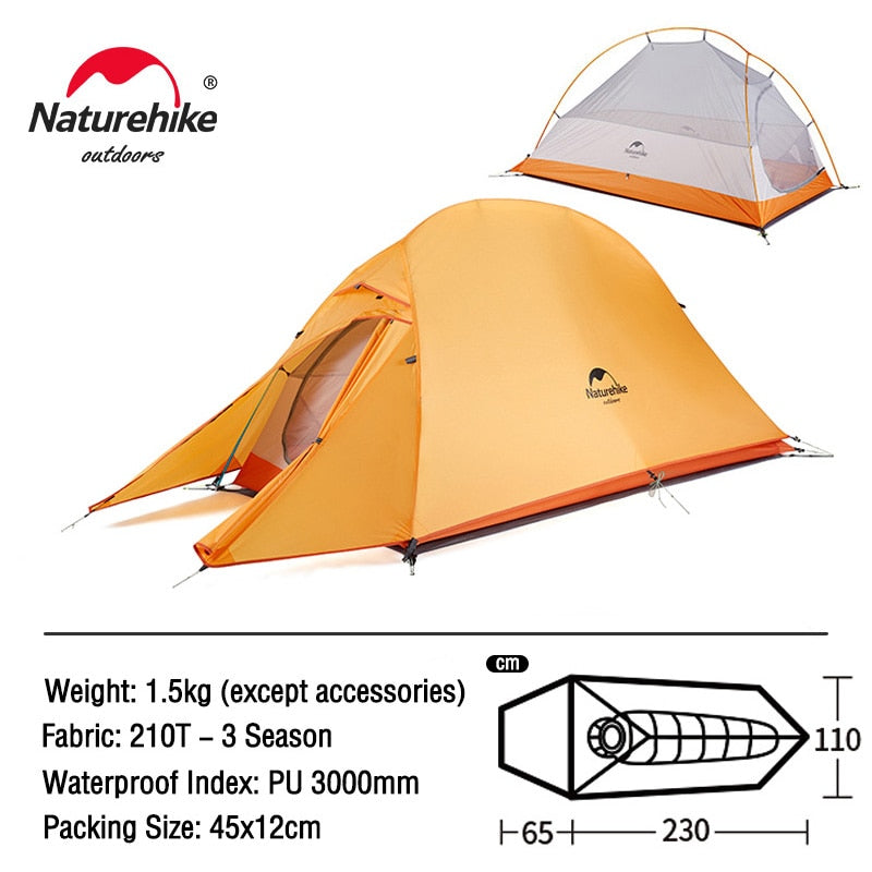 Naturehike Cloud Up 1 2 3 People Tent Ultralight 20D Camping Tent Waterproof Outdoor Hiking Travel Tent Backpacking Cycling Tent