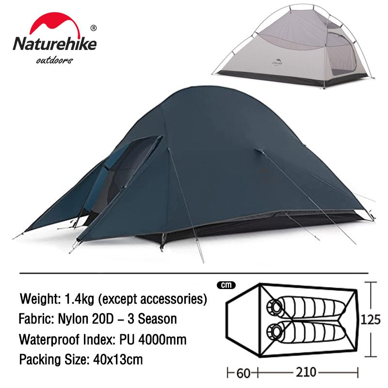 Naturehike Cloud Up 1 2 3 People Tent Ultralight 20D Camping Tent Waterproof Outdoor Hiking Travel Tent Backpacking Cycling Tent