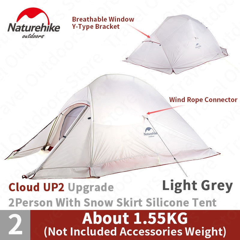 Naturehike Cloud Up Outdoor Camping Tent Ultralight 1 2 3 man 20D Silica Gel Single Double Persons Tent Hiking With Free Mat