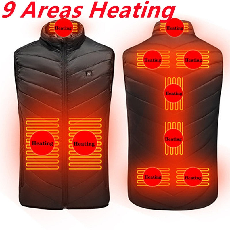 13/11 Areas Heated Vest Men Jacket Heated Winter Womens Electric Usb Heater Tactical Jacket Man Thermal Vest Body Warmer Coat6XL