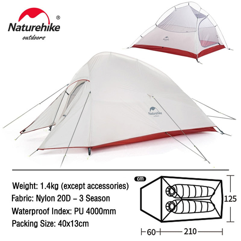 Naturehike Cloud Up 1 2 3 People Tent Ultralight 20D Camping Tent Waterproof Outdoor Hiking Travel Tent Backpacking Cycling Tent