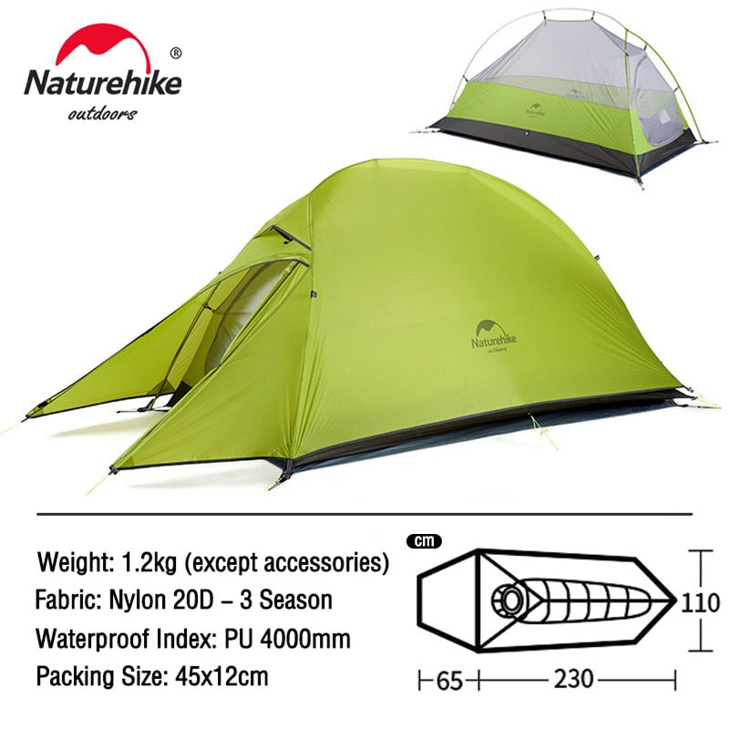 Naturehike Cloud Up 1 2 3 People Tent Ultralight 20D Camping Tent Waterproof Outdoor Hiking Travel Tent Backpacking Cycling Tent