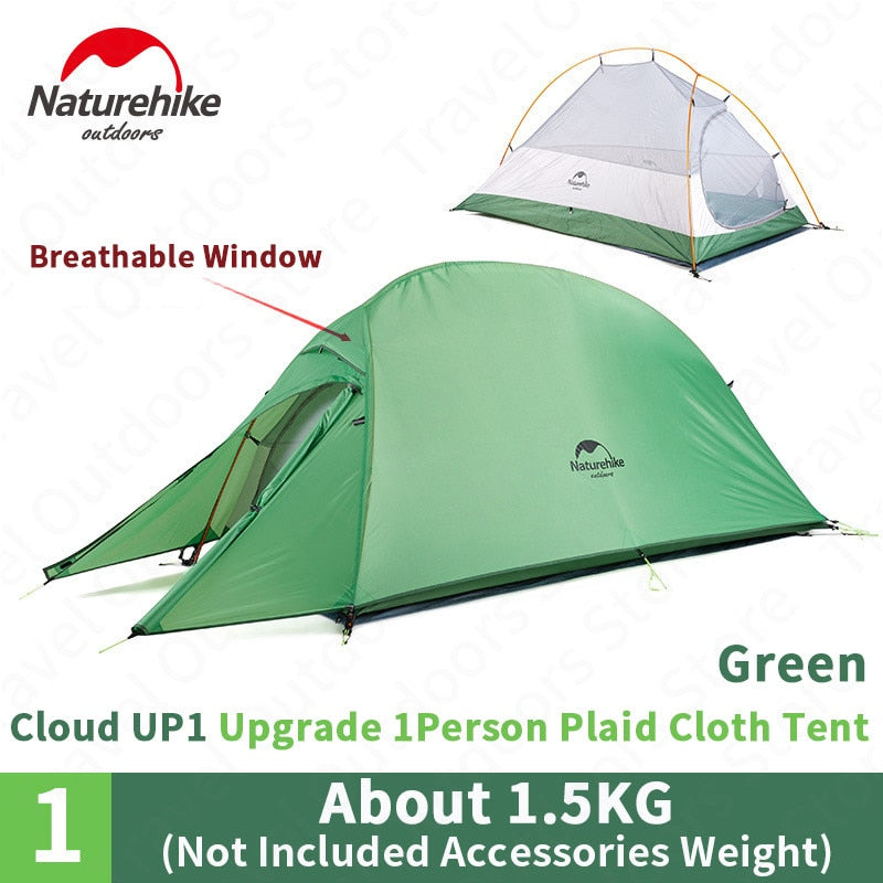 Naturehike Cloud Up Outdoor Camping Tent Ultralight 1 2 3 man 20D Silica Gel Single Double Persons Tent Hiking With Free Mat